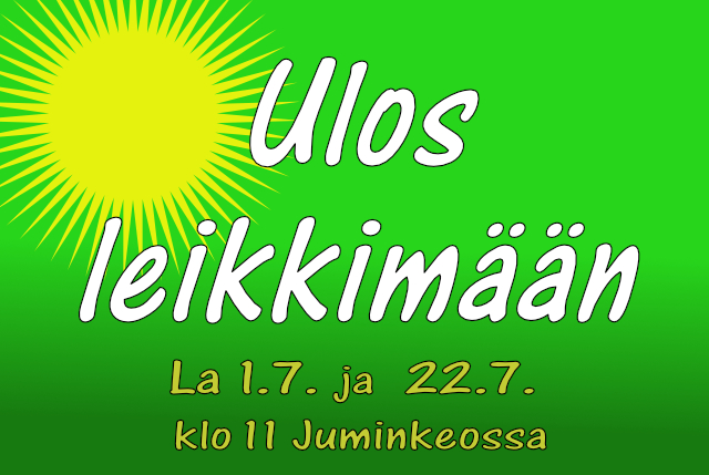 Juliste lastentapahtumasta "Ulos leikkimään"