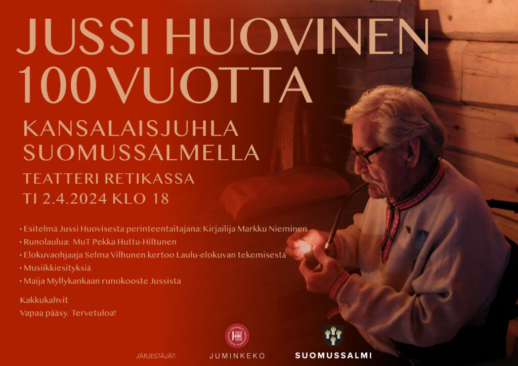 Jussi Huovisen syntymän 100-vuotisjuhlan juliste.